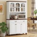 Kitchen Buffet with Hutch, Freestanding Pantry Cabinet with 6 Doors, 2 Drawers and 3-Level Adjustable Shelves