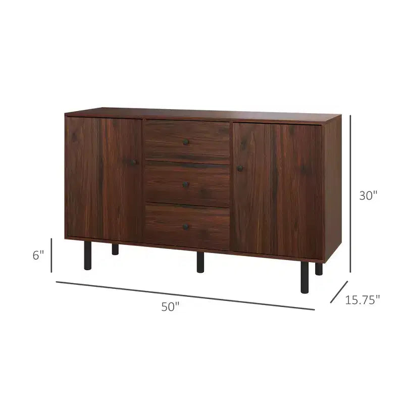 Retro Sideboard with 2 Cabinets 3 Drawers, Buffet Table