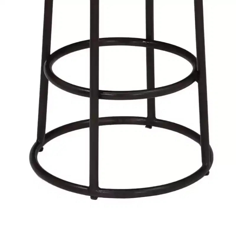 Royal Hampton 24 Inch Mango Wood Counter Height Barstool With Iron Base, Brown And Black