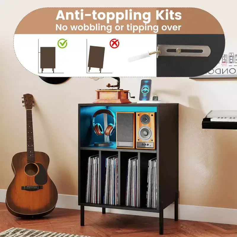 Costway Record Player Stand Turntable Stand with Vinyl Storage Holder & Shelf Table White White/Black