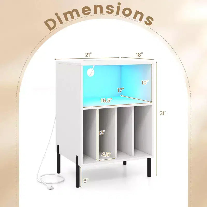 Costway Record Player Stand Turntable Stand with Vinyl Storage Holder & Shelf Table White White/Black