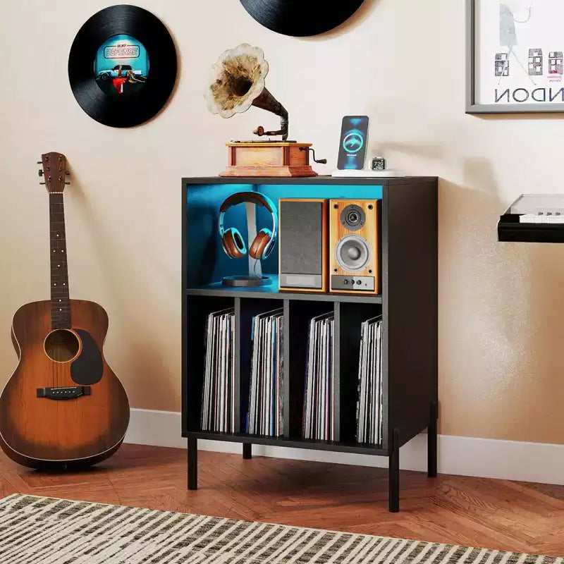 Costway Record Player Stand Turntable Stand with Vinyl Storage Holder & Shelf Table White White/Black