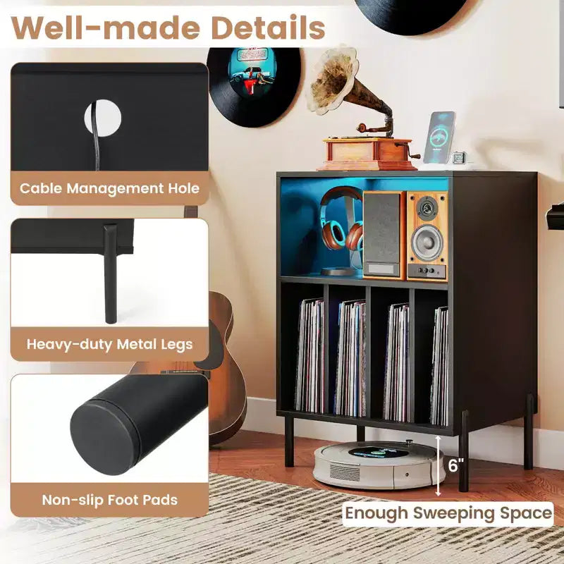 Costway Record Player Stand Turntable Stand with Vinyl Storage Holder & Shelf Table White White/Black