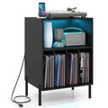 Costway Record Player Stand Turntable Stand with Vinyl Storage Holder & Shelf Table White White/Black
