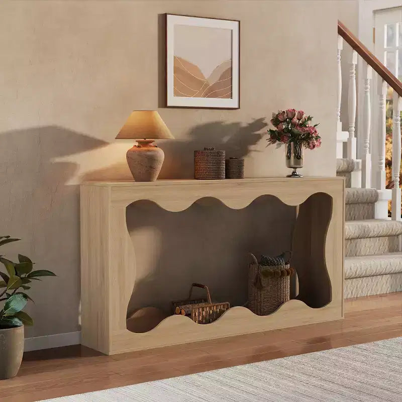 63 Long Farmhouse Console Table with Storage, Narrow Entryway Sofa Table for Hallway, Foyer & Living Room, Brown Wooden Industrial Accent Table