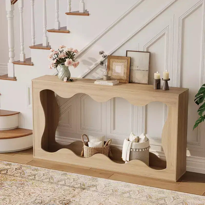 63 Long Farmhouse Console Table with Storage, Narrow Entryway Sofa Table for Hallway, Foyer & Living Room, Brown Wooden Industrial Accent Table