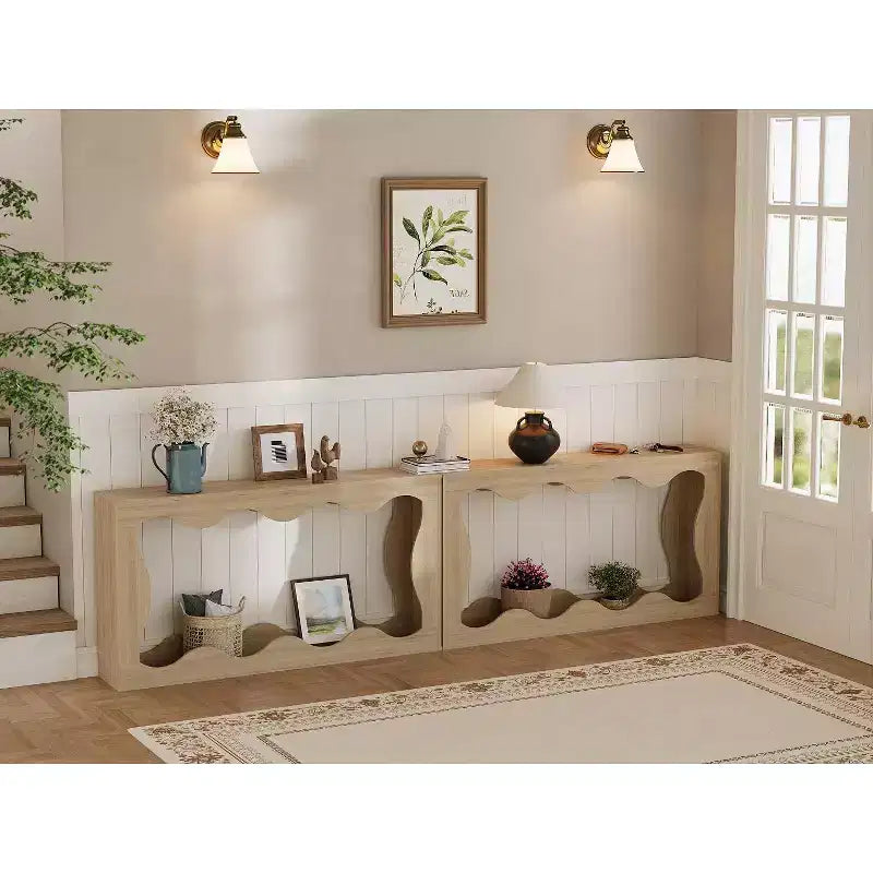 63 Long Farmhouse Console Table with Storage, Narrow Entryway Sofa Table for Hallway, Foyer & Living Room, Brown Wooden Industrial Accent Table