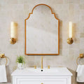 PexFix 29.9 x 19.7 Retro Metal Arched Medicine Cabinet Wall Mount Bathroom Mirror with Storage Adjustable Shelves in Golden
