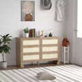 Storage Cabinet, Mid-Century Modern Wooden Media Console Table with Wood Legs Wide Multi-Use TV Stand for Bedroom, Living Room