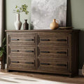 6 Drawer Dresser, Farmhouse Chest of Drawers, Wooden Dresser for Bedroom with Metal Handle, Storage Organizer for Living Room, Entryway