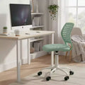 FurnitureR Armless Desk Chair with Rolling Wheels, Compact Adjustable Height Swivel Study Computer Task Chair with Breathable Back, Green