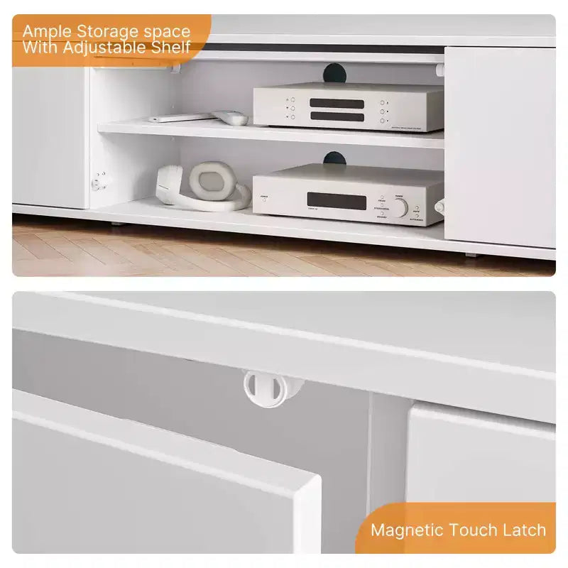 Greenstell Rotating and height-adjustable TV stand with LED light and charging station