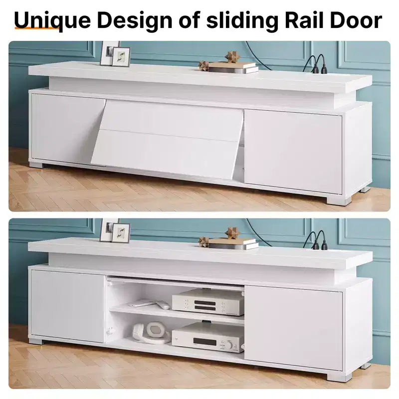 Greenstell Rotating and height-adjustable TV stand with LED light and charging station