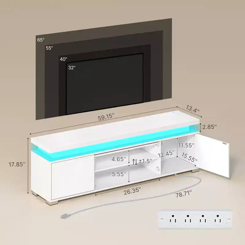 Greenstell Rotating and height-adjustable TV stand with LED light and charging station