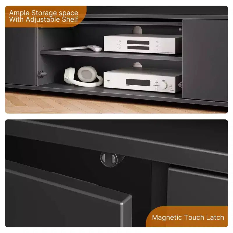 Greenstell Rotating and height-adjustable TV stand with LED light and charging station