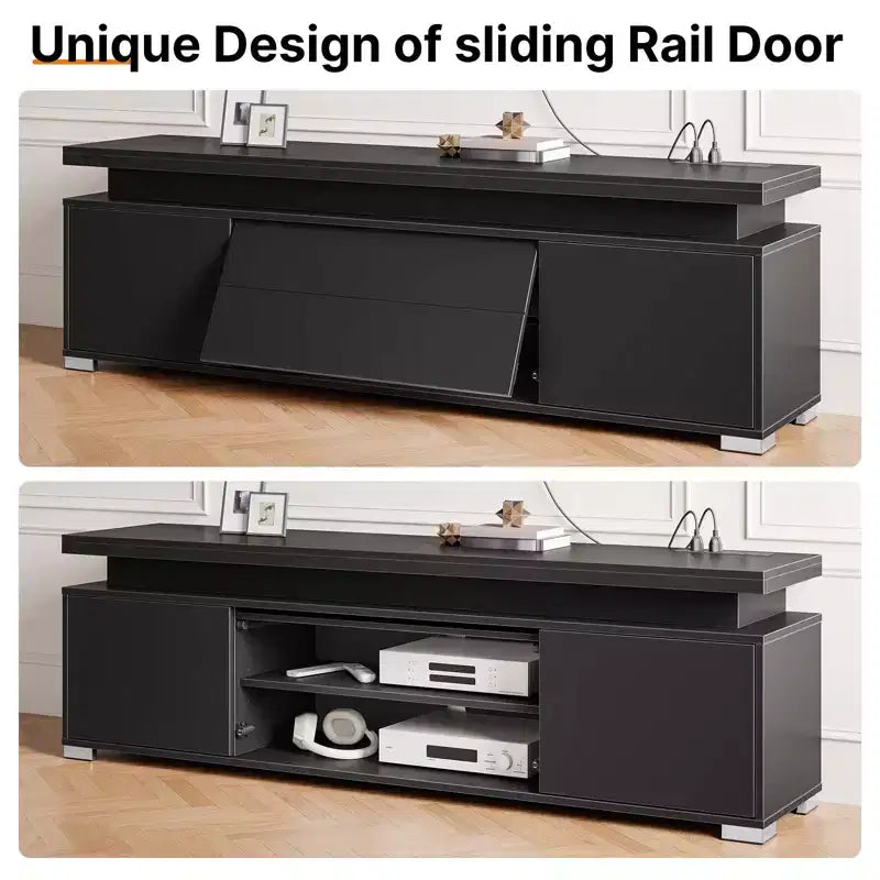 Greenstell Rotating and height-adjustable TV stand with LED light and charging station