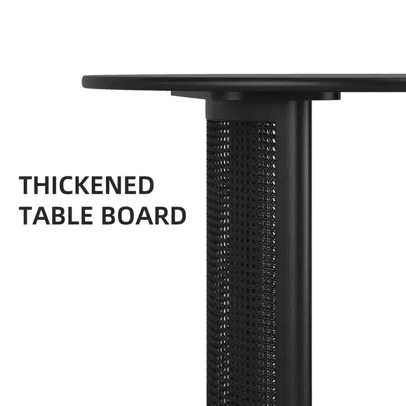 PexFix 67 Oval Dining Table for 4-6 with Arc-Shaped Edge Top and Rattan Woven Base Modern Farmhouse Kitchen Table for Living Room Dining Room Black