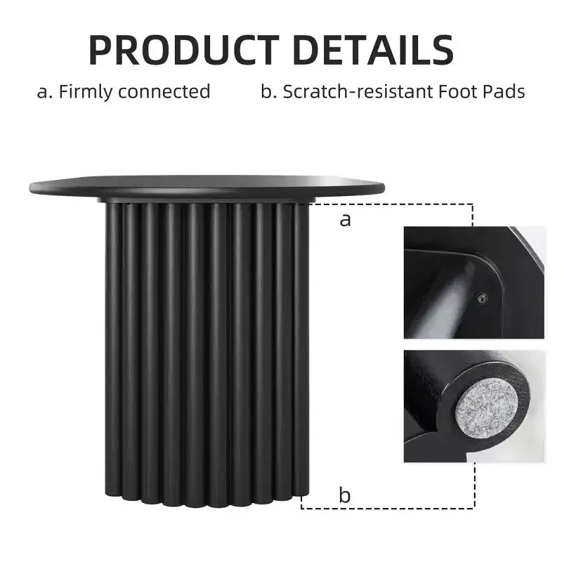 PexFix 67 Oval Dining Table for 4-6 with Arc-Shaped Edge Top and Stripes Base Modern Farmhouse Kitchen Table for Living Room Dining Room Black