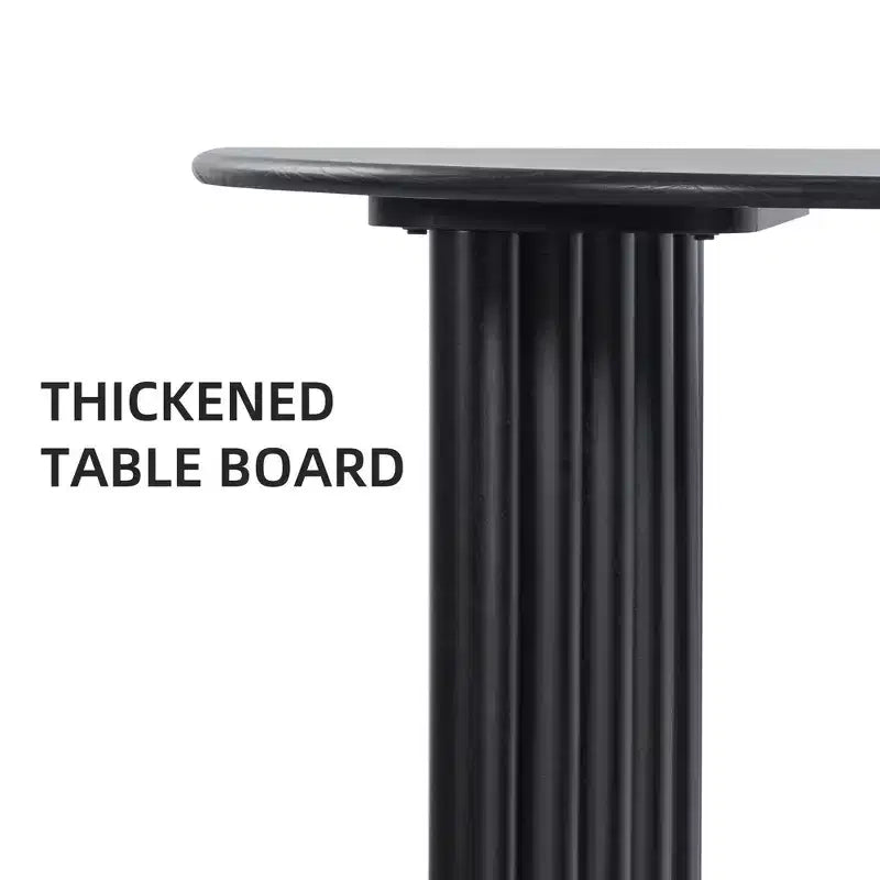 PexFix 67 Oval Dining Table for 4-6 with Arc-Shaped Edge Top and Stripes Base Modern Farmhouse Kitchen Table for Living Room Dining Room Black
