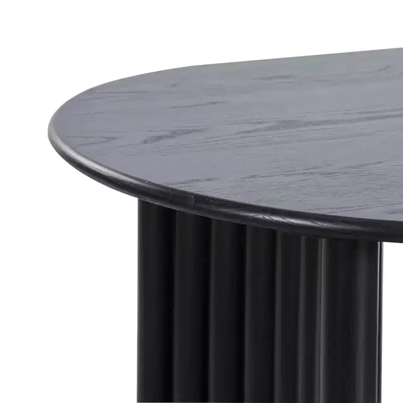 PexFix 67 Oval Dining Table for 4-6 with Arc-Shaped Edge Top and Stripes Base Modern Farmhouse Kitchen Table for Living Room Dining Room Black