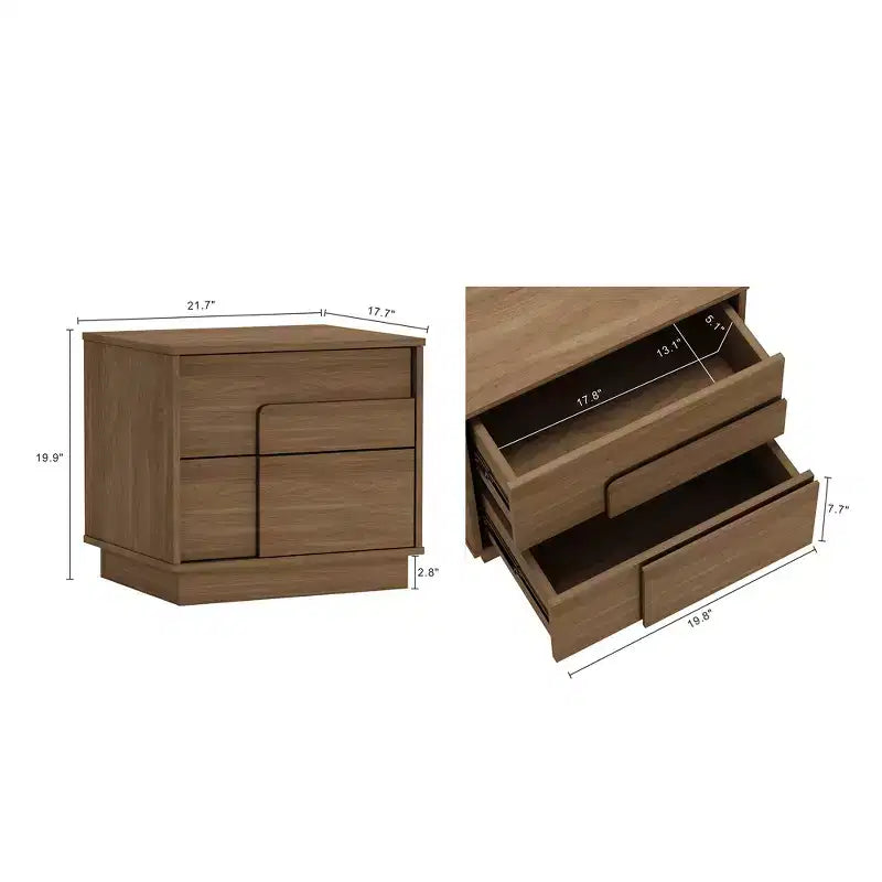 GDFStudio Horiz Modern 2-Drawer Nightstand