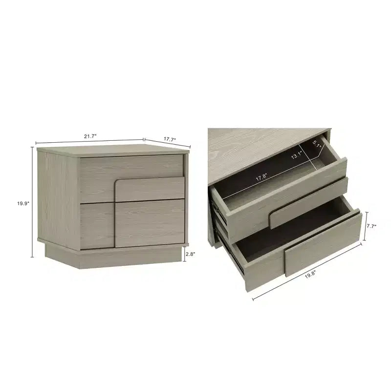 GDFStudio Horiz Modern 2-Drawer Nightstand