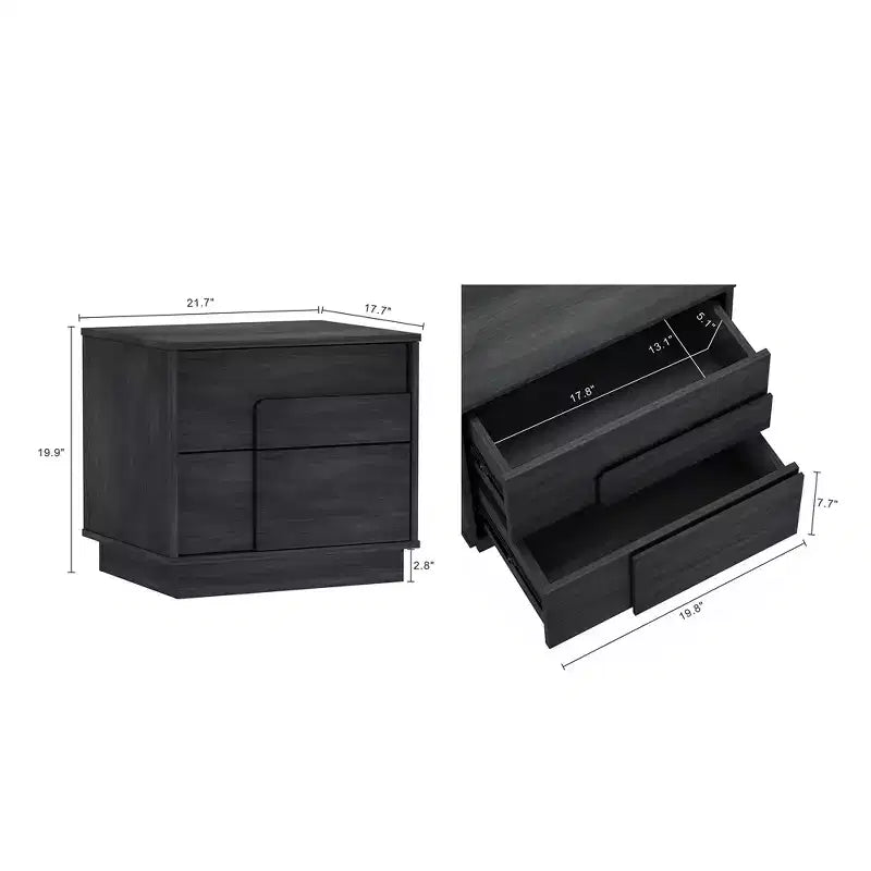 GDFStudio Horiz Modern 2-Drawer Nightstand