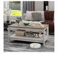 Coffee Table With Storage Shelf For Living Room,Modern Industrial Coffee Tables With 2-Tier Thicker Legs,Wood Accent Cocktail Center Coffee Table