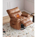 Oversized Faux Leather Power Rocker Swivel Recliner Chair - Heat and Massage, Upholstered Padded Electric Reclining Single Sofa for Adults