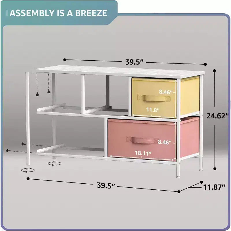 Sorbus 5 Drawers Dresser- Storage Unit with Steel Frame, Wood Top, Fabric Bins - for Bedroom, Closet, Office and more