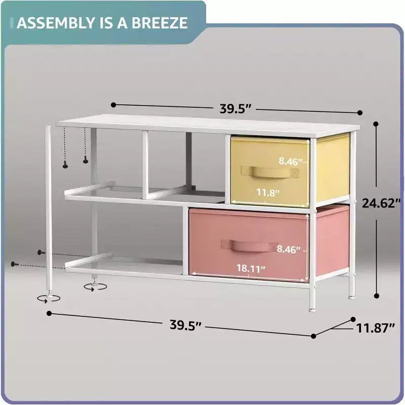 Sorbus 5 Drawers Dresser- Storage Unit with Steel Frame, Wood Top, Fabric Bins - for Bedroom, Closet, Office and more