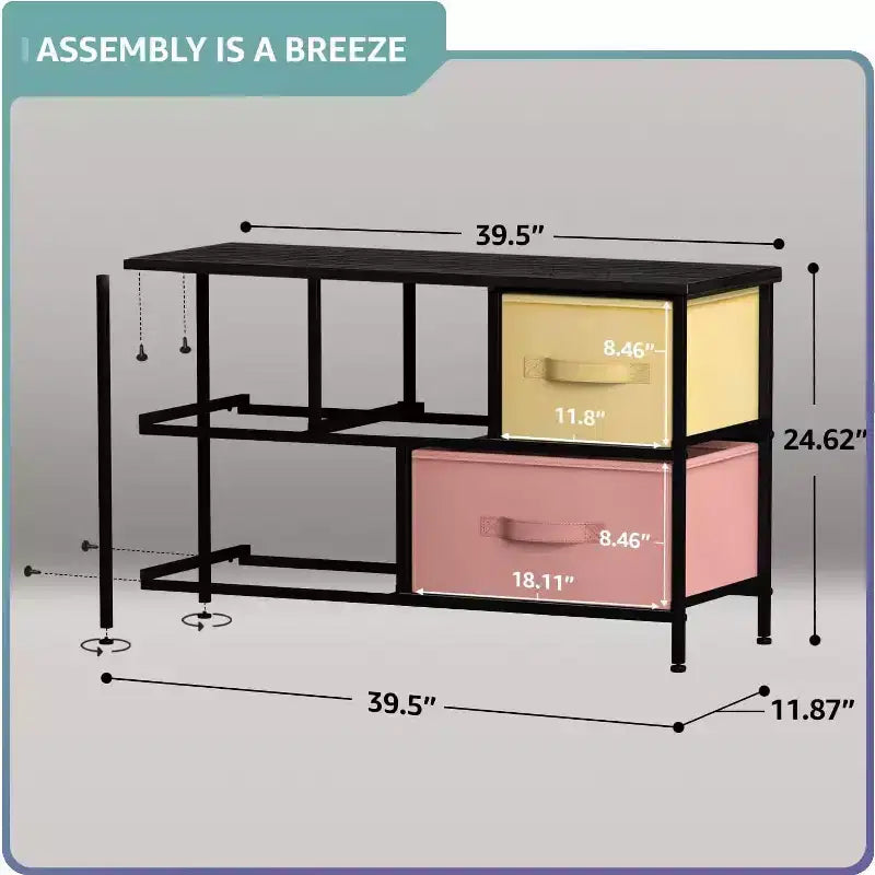Sorbus 5 Drawers Dresser- Storage Unit with Steel Frame, Wood Top, Fabric Bins - for Bedroom, Closet, Office and more
