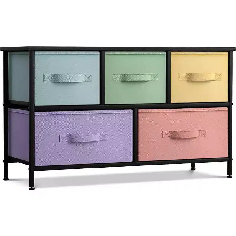 Sorbus 5 Drawers Dresser- Storage Unit with Steel Frame, Wood Top, Fabric Bins - for Bedroom, Closet, Office and more