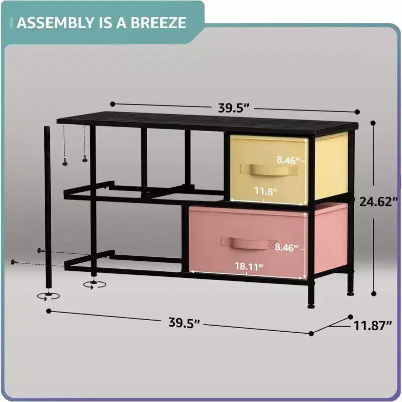 Sorbus 5 Drawers Dresser- Storage Unit with Steel Frame, Wood Top, Fabric Bins - for Bedroom, Closet, Office and more
