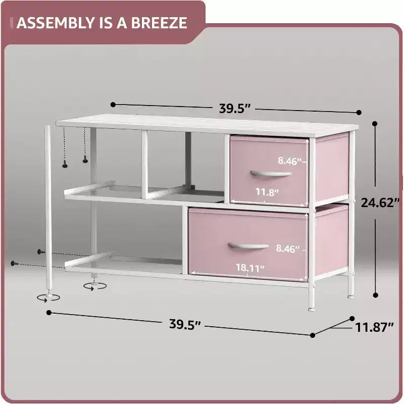 Sorbus 5 Drawers Dresser- Storage Unit with Steel Frame, Wood Top, Fabric Bins - for Bedroom, Closet, Office and more