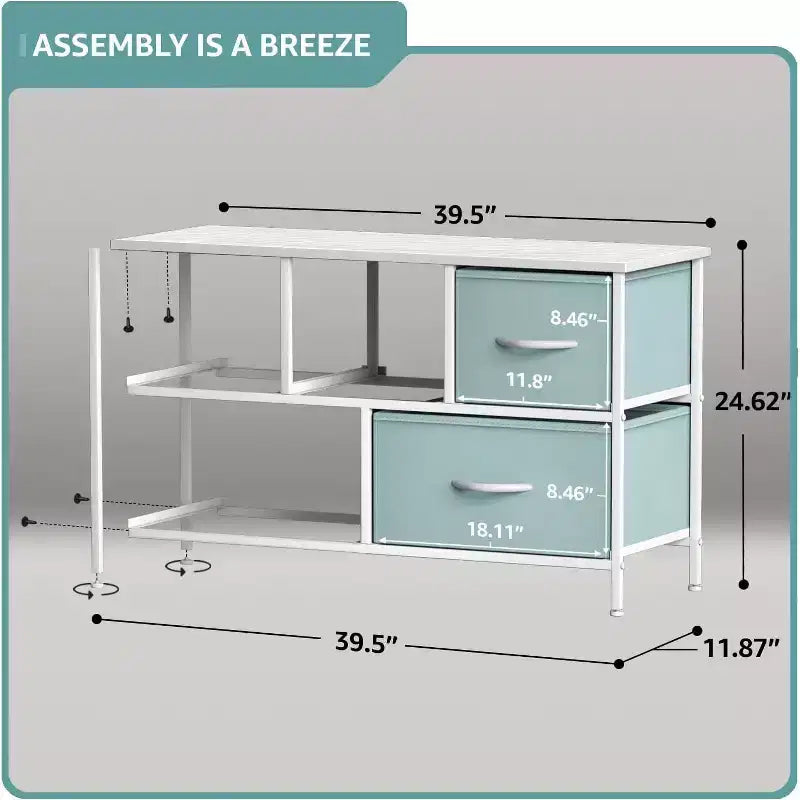 Sorbus 5 Drawers Dresser- Storage Unit with Steel Frame, Wood Top, Fabric Bins - for Bedroom, Closet, Office and more