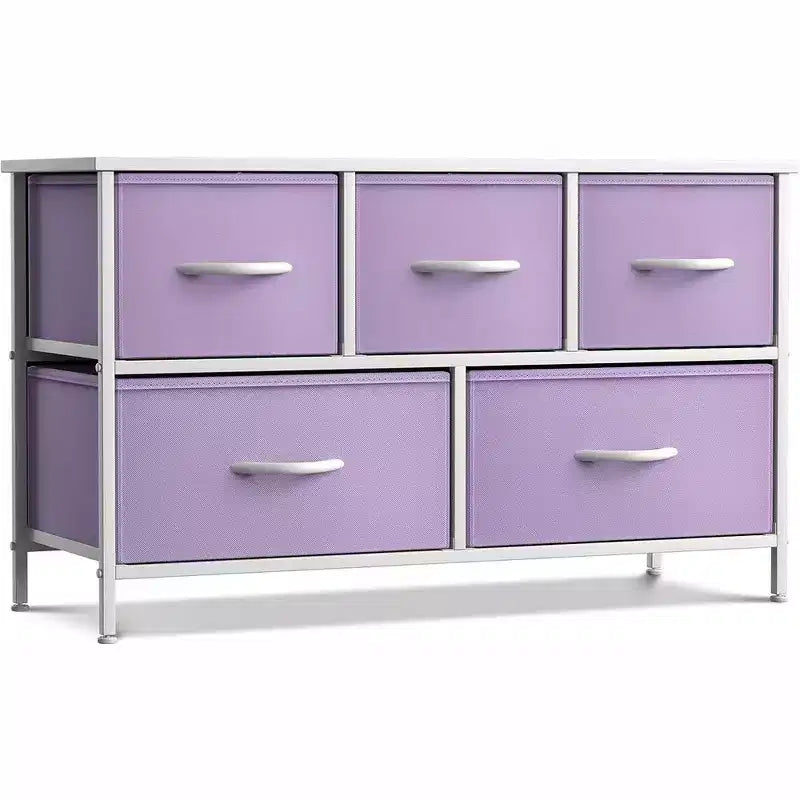 Sorbus 5 Drawers Dresser- Storage Unit with Steel Frame, Wood Top, Fabric Bins - for Bedroom, Closet, Office and more