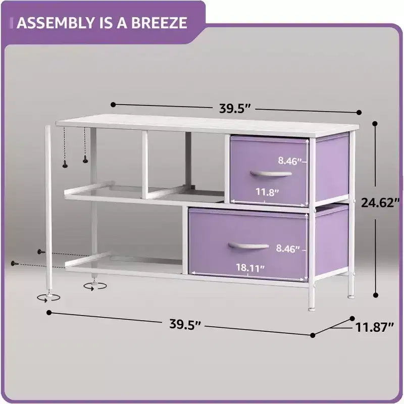 Sorbus 5 Drawers Dresser- Storage Unit with Steel Frame, Wood Top, Fabric Bins - for Bedroom, Closet, Office and more