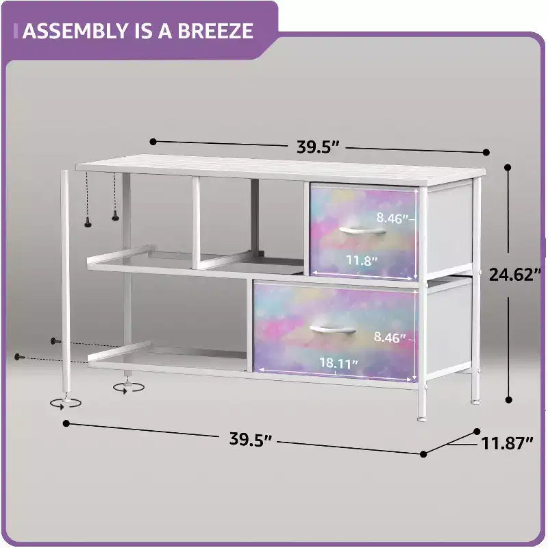 Sorbus 5 Drawers Dresser- Storage Unit with Steel Frame, Wood Top, Fabric Bins - for Bedroom, Closet, Office and more