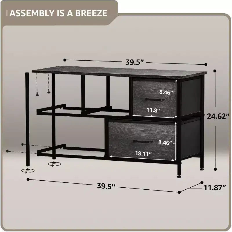 Sorbus 5 Drawers Dresser- Storage Unit with Steel Frame, Wood Top, Fabric Bins - for Bedroom, Closet, Office and more