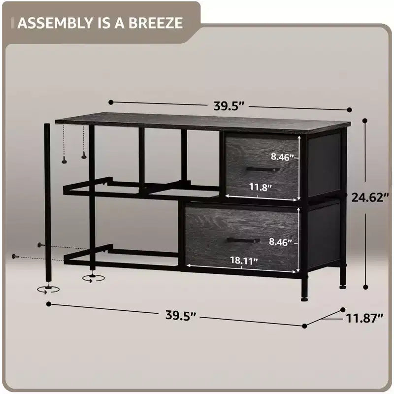 Sorbus 5 Drawers Dresser- Storage Unit with Steel Frame, Wood Top, Fabric Bins - for Bedroom, Closet, Office and more