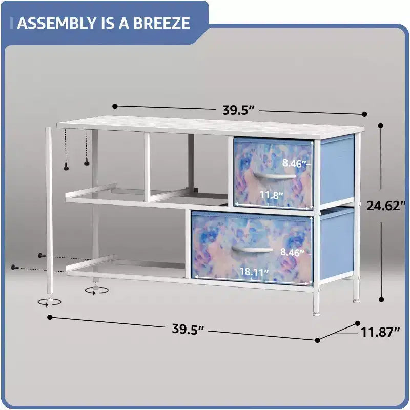 Sorbus 5 Drawers Dresser- Storage Unit with Steel Frame, Wood Top, Fabric Bins - for Bedroom, Closet, Office and more
