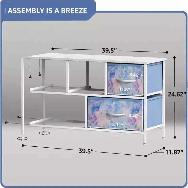 Sorbus 5 Drawers Dresser- Storage Unit with Steel Frame, Wood Top, Fabric Bins - for Bedroom, Closet, Office and more