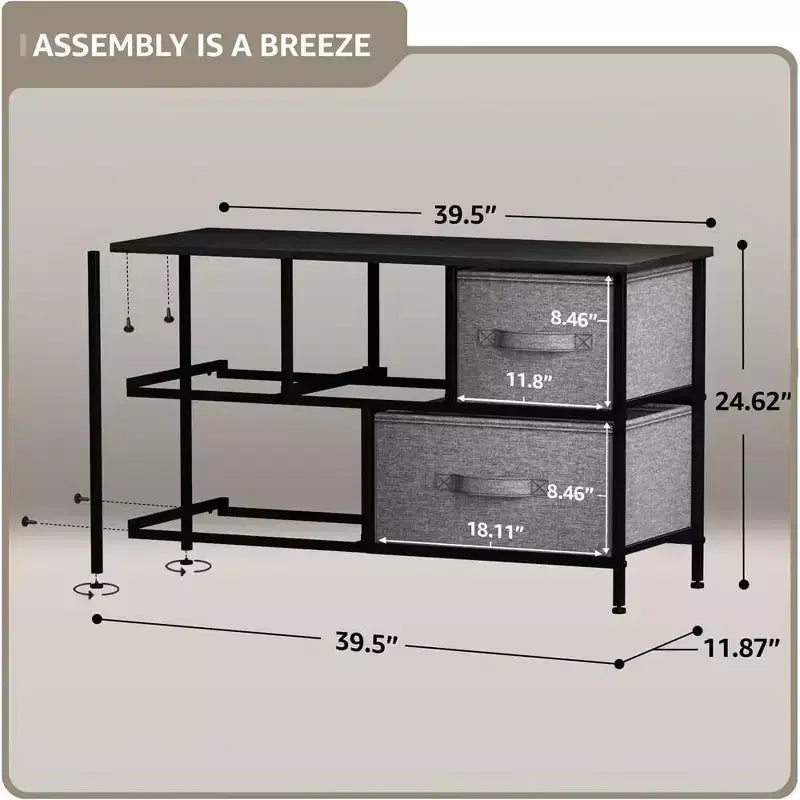 Sorbus 5 Drawers Dresser- Storage Unit with Steel Frame, Wood Top, Fabric Bins - for Bedroom, Closet, Office and more