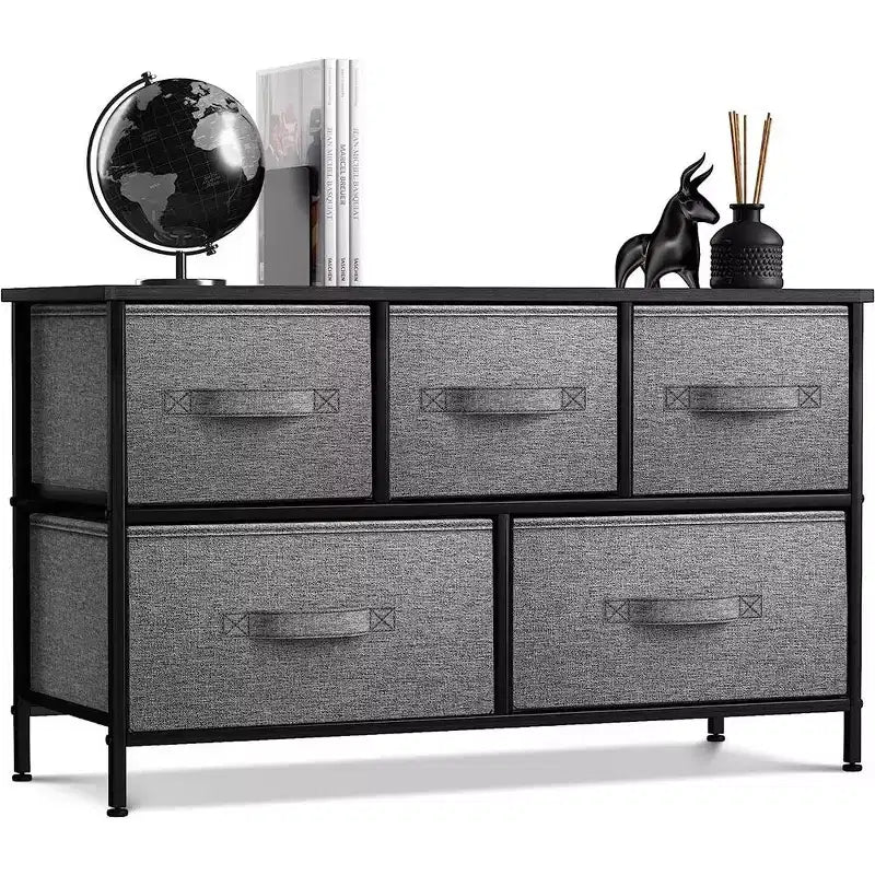 Sorbus 5 Drawers Dresser- Storage Unit with Steel Frame, Wood Top, Fabric Bins - for Bedroom, Closet, Office and more
