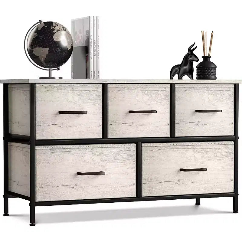 Sorbus 5 Drawers Dresser- Storage Unit with Steel Frame, Wood Top, Fabric Bins - for Bedroom, Closet, Office and more