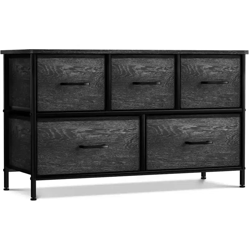 Sorbus 5 Drawers Dresser- Storage Unit with Steel Frame, Wood Top, Fabric Bins - for Bedroom, Closet, Office and more