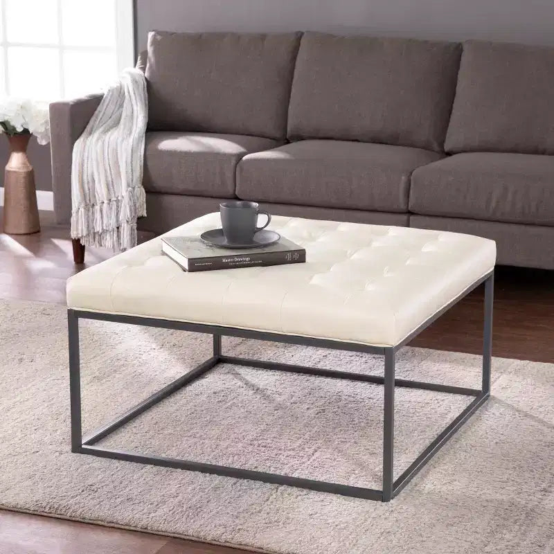 Ciarin Upholstered Cocktail Ottoman - White - SEI