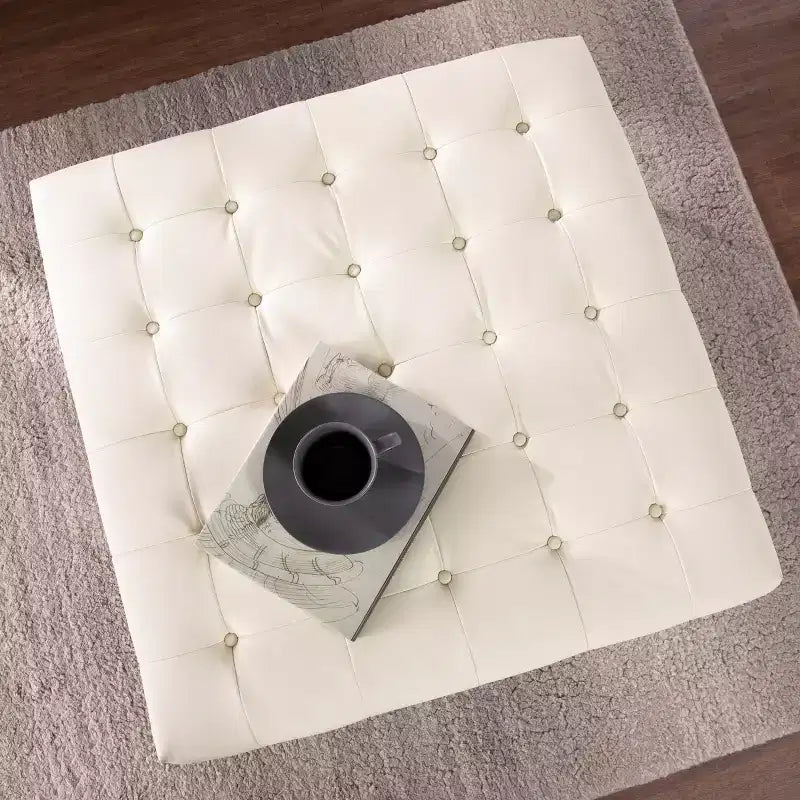 Ciarin Upholstered Cocktail Ottoman - White - SEI