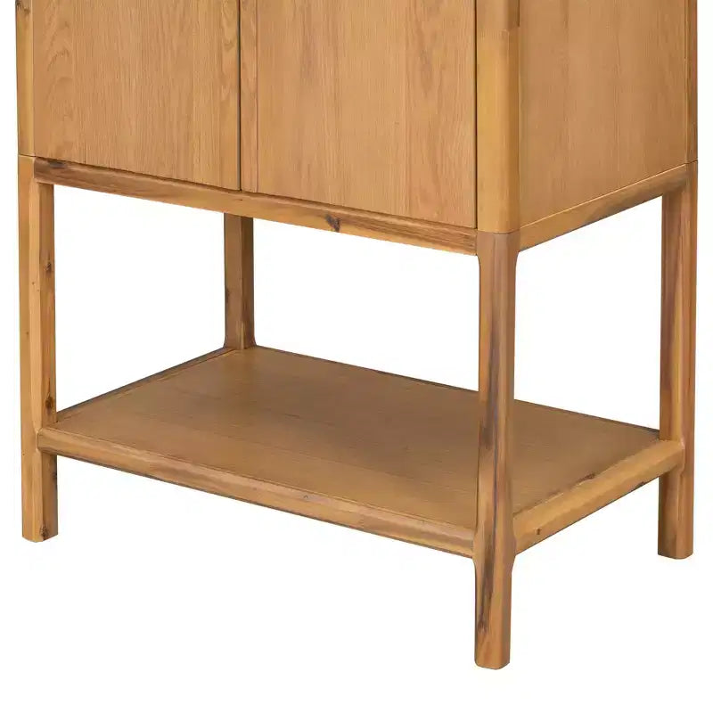 Clihome 71.8 Tall Sophisticated Oak Veneer Cabinet with multiple storage functions,Suitable for Study and Living Room